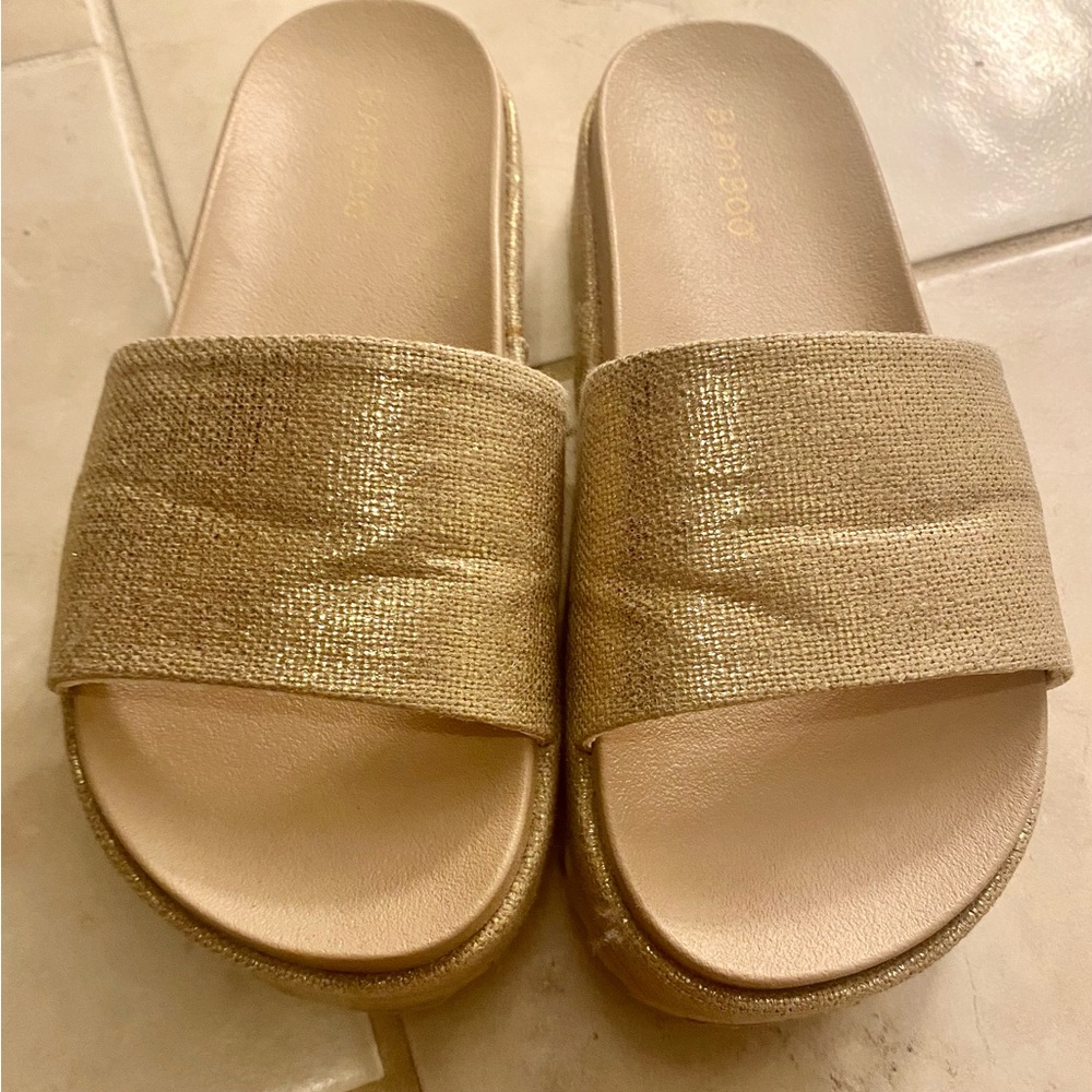 Bamboo Gold Slide Sandals